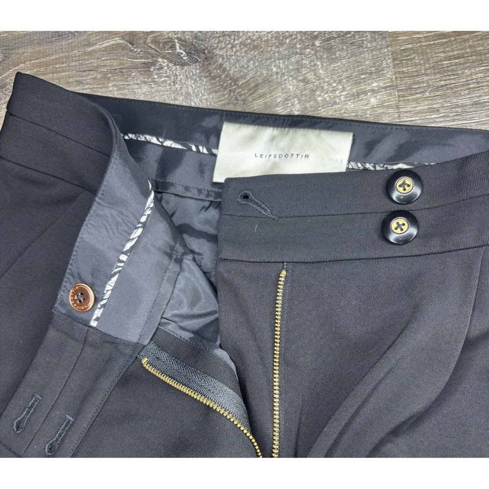 Leifsdottir Women's Black Tailored Pleated Slim Leg Dress Trousers Pants Size 6 - Picture 3 of 9